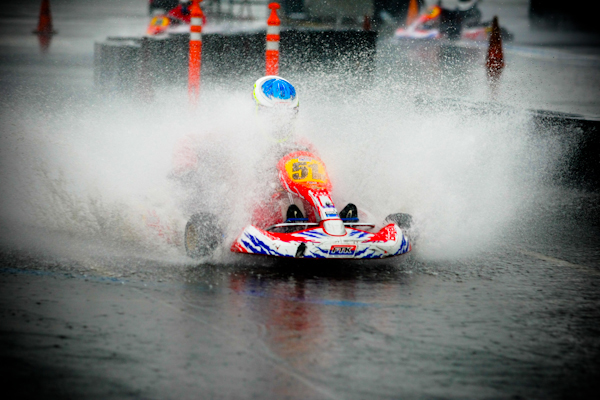 A little wet at the kart track this weekend.